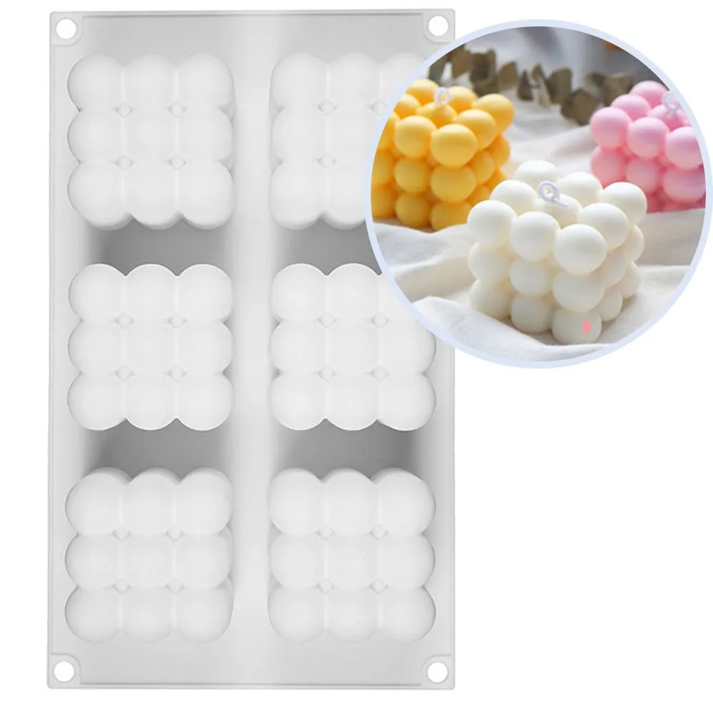 

6-Cavity Rubik Cube Mousse Cake Silicone Mold 3D Baking Mold Dessert Cake DIY Kitchen Dining Bar Accessories Decorating Art