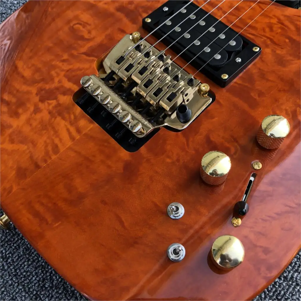 

New Orange Jack Burst Maple Electric Guitar,Maple fingerboard,Factory Solid Wood 6 Strings Guitarra,Gold Hardware