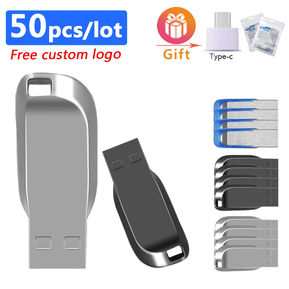 50pcs USB 2.0 pendrive 128GB pen drive 64GB 32GB 16GB Free shipping usb flash drive memory stick u disk costom logo for business