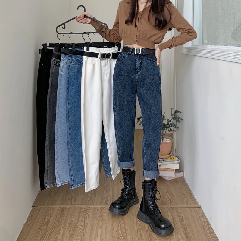 

Vintage High Waist Straight Jeans Pant for Women Streetwear Loose Female Denim Jeans Buttons Zipper Ladies trouser 2021