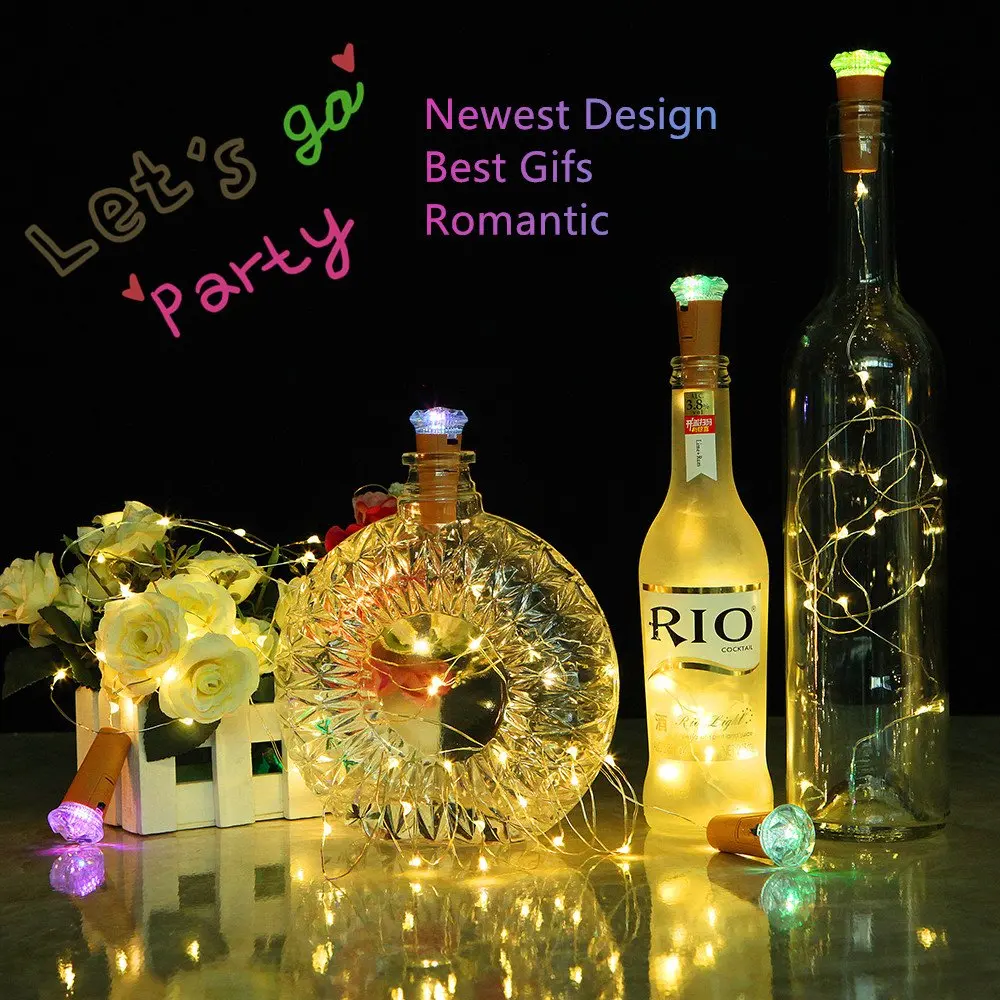 Бутылка вина свет пробки Форма Открытый гирлянда светодиодные гирлянды лампы