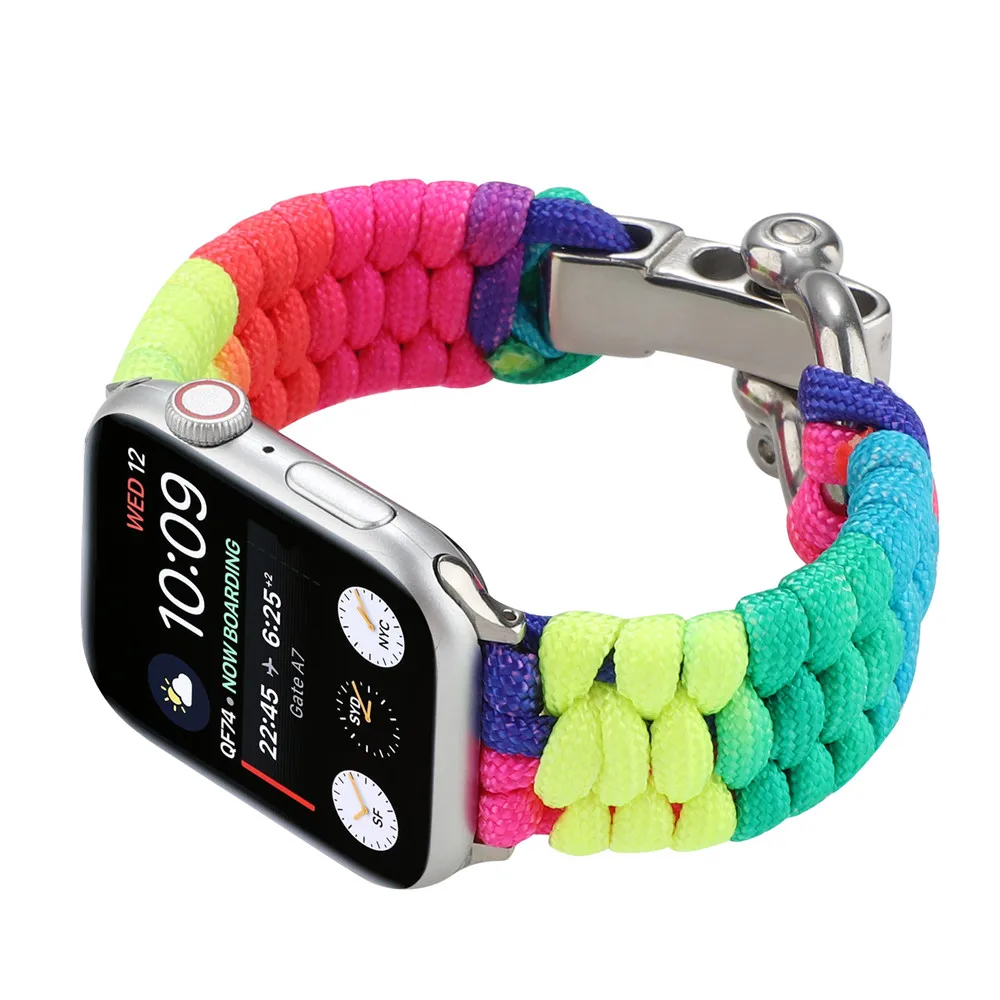 

Nylon Strap for Apple Watch 5 4 44mm 40mm iWatch 3 2 1 Band 42mm 38mm Outdoors Survival Rope Bracelet Metal Bolt Clasp Watchband