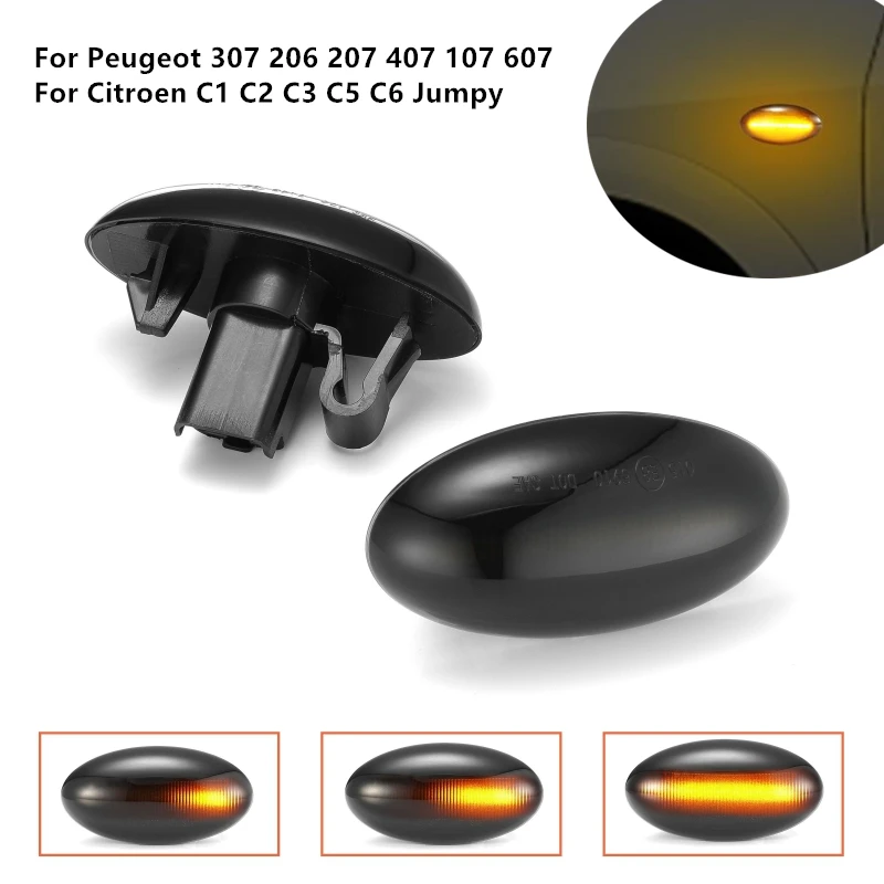 

Светодиодный динамический мигающий сигнал поворота Боковые Габаритные светильник индикатор светильник для Peugeot 307 206 207 407 107 607 для Citroen C1 C2 C3 ...
