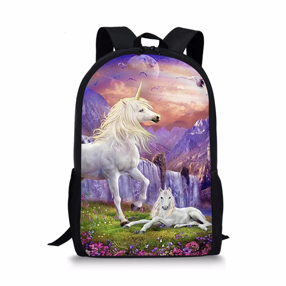 Children's Backpack Fantasy Unicorn Horses Pattern Toddler School Book Bag Cartoon Fashion Women's Travel Backpack