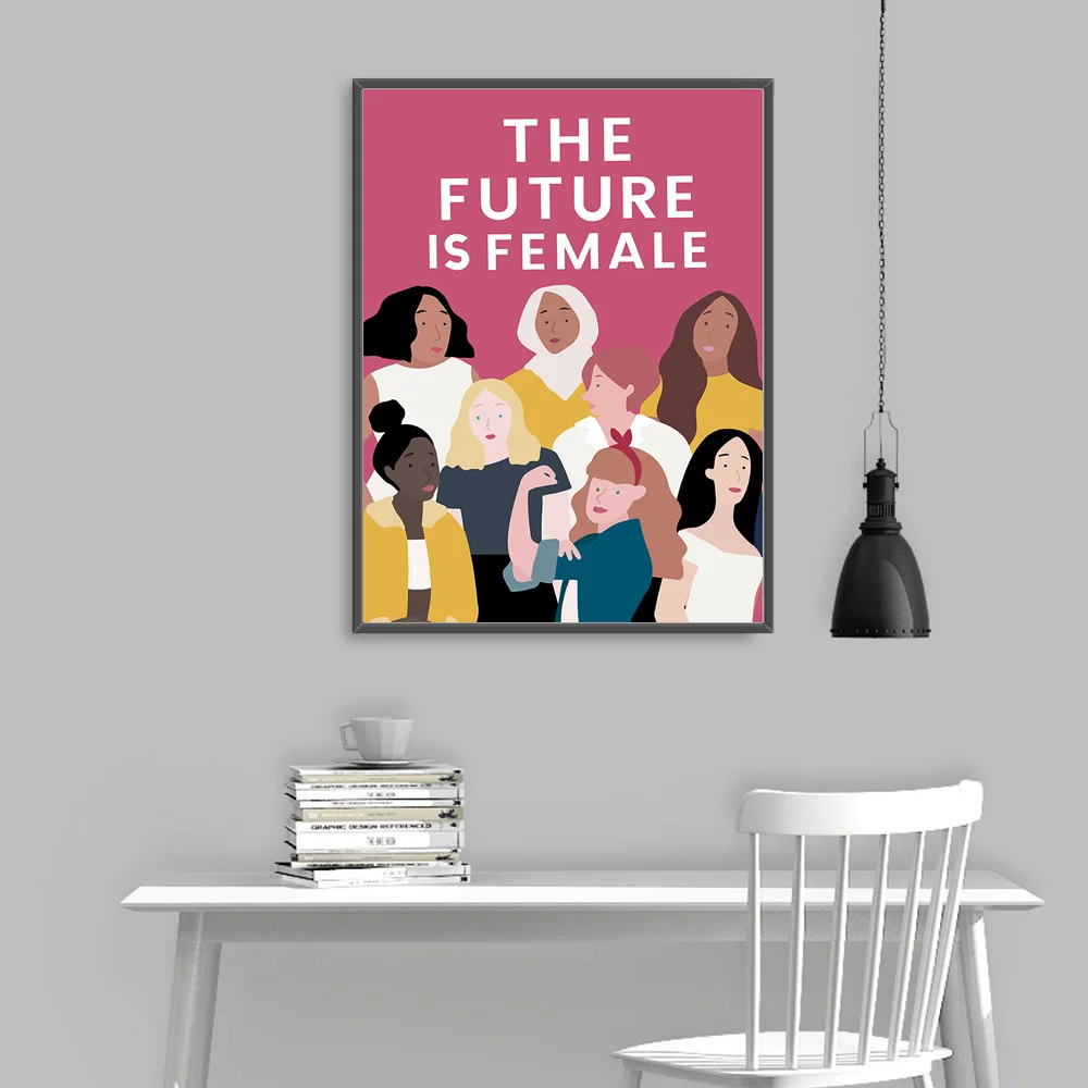 

Women Girl Feminist The Future is Female Wall Art Canvas Painting Nordic Posters and Prints Wall Pictures for Living Room Decor