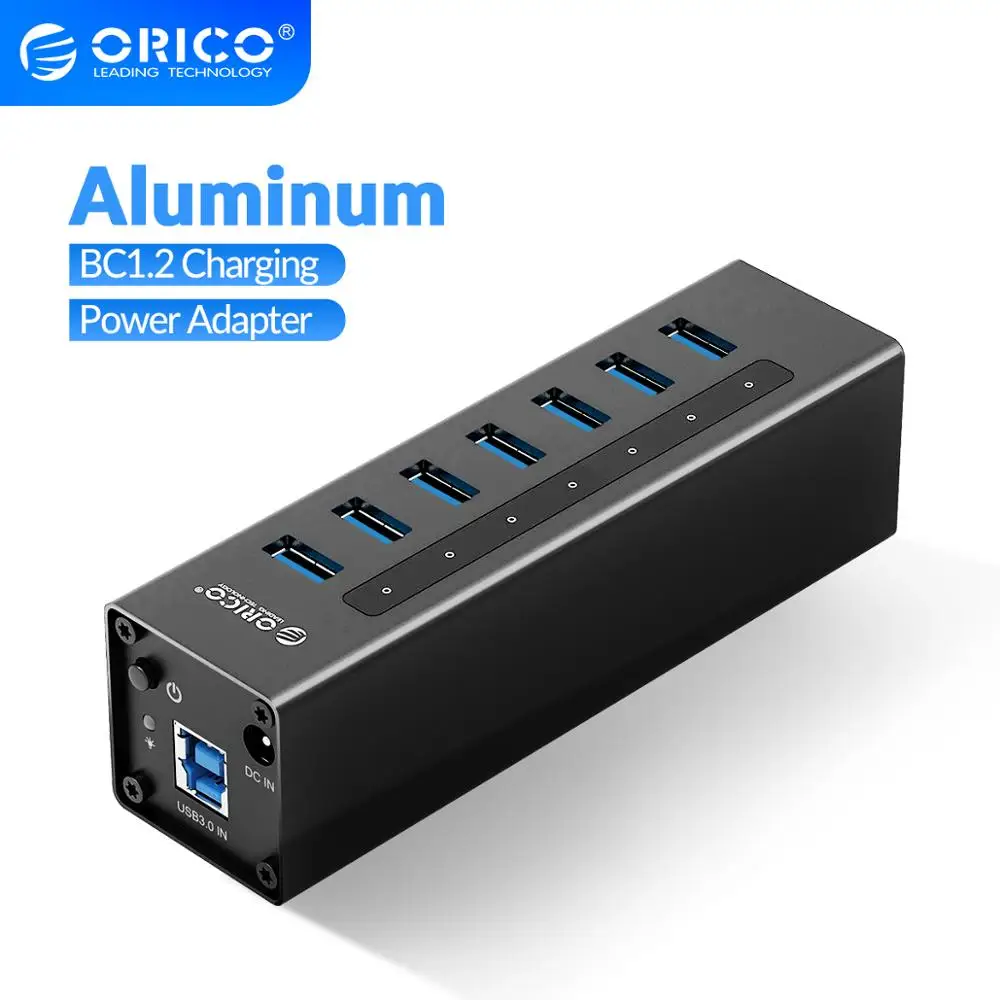 ORICO 7 портов USB 3 0 концентратор Поддержка порта BC1.2 зарядка с 12V адаптер питания