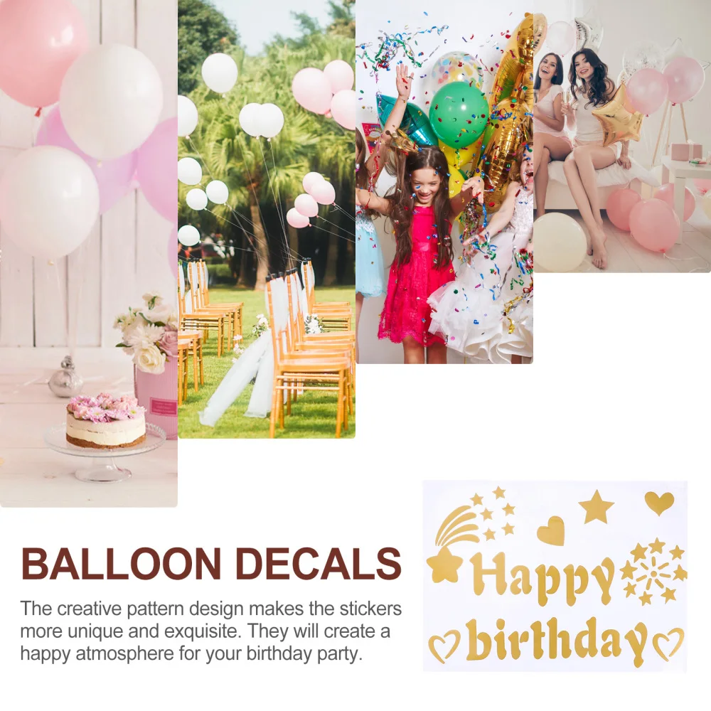 

15pcs Birthday Balloon Sticker Birthday Party Decor Sticker Letter Stickers