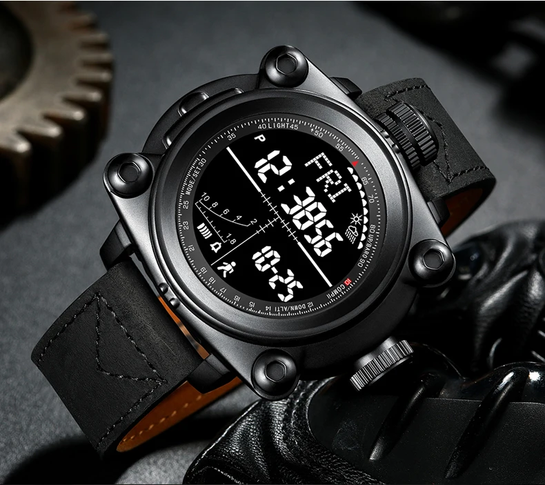 Smart Men Watches Outdoor sport Digital wristwatches step counting function/altitude/pressure/weather/compass/temperature BINGER