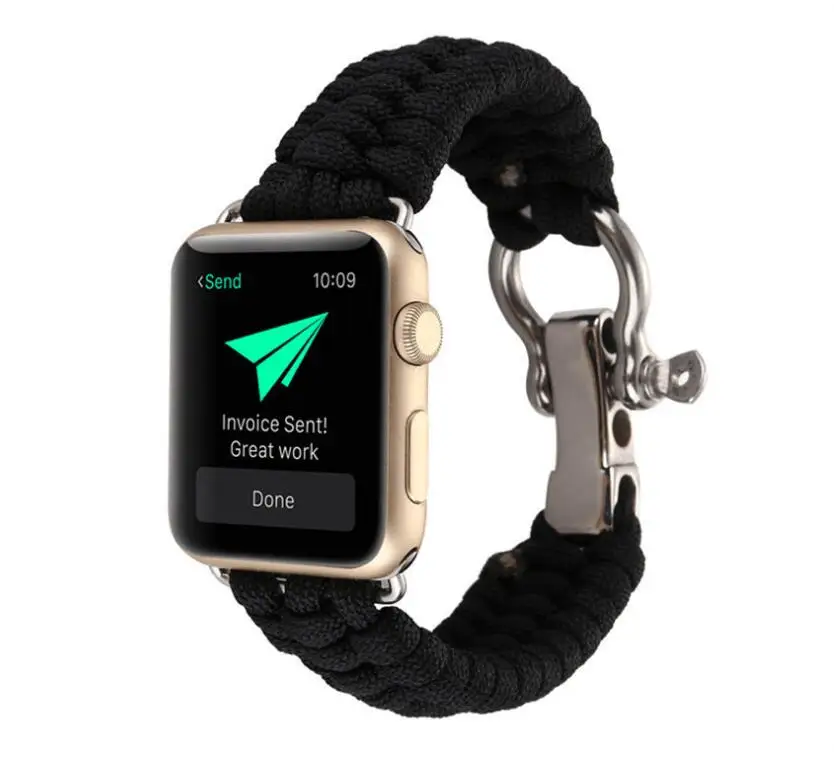 Нейлоновый ремешок для часов Apple Watch iwatch 1 2 3 4 38 мм 42 мм военный тактический парашютный шнур ремень для выживания на открытом воздухе