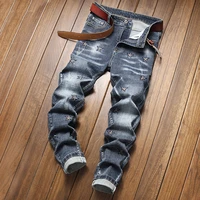 2022 denim jeans casual cotton blue youth spot trousers ordinary embroidery star design fashion cool jeans