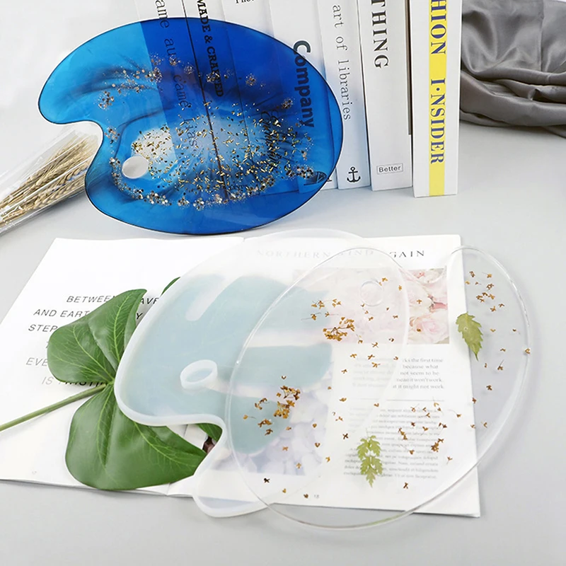 

Paint Drawing Board Silicone Mold Irregular Makeup Tray Epoxy Resin Mold With Hole DIY Jewelry Making Tools
