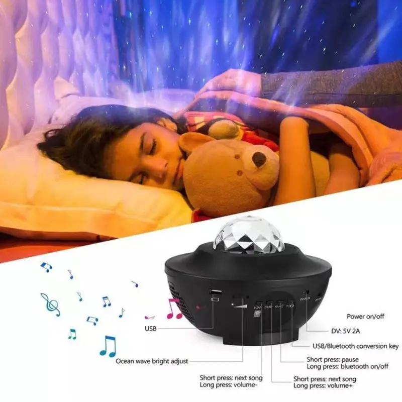 

LED Star Light Projector Rotating Ocean Wave Night Lights Nebula Projector Lamp