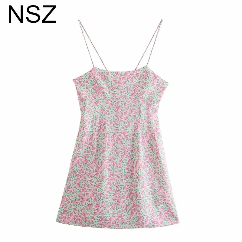 Женское платье на бретельках NSZ вечерние нее без рукавов с цветочным принтом
