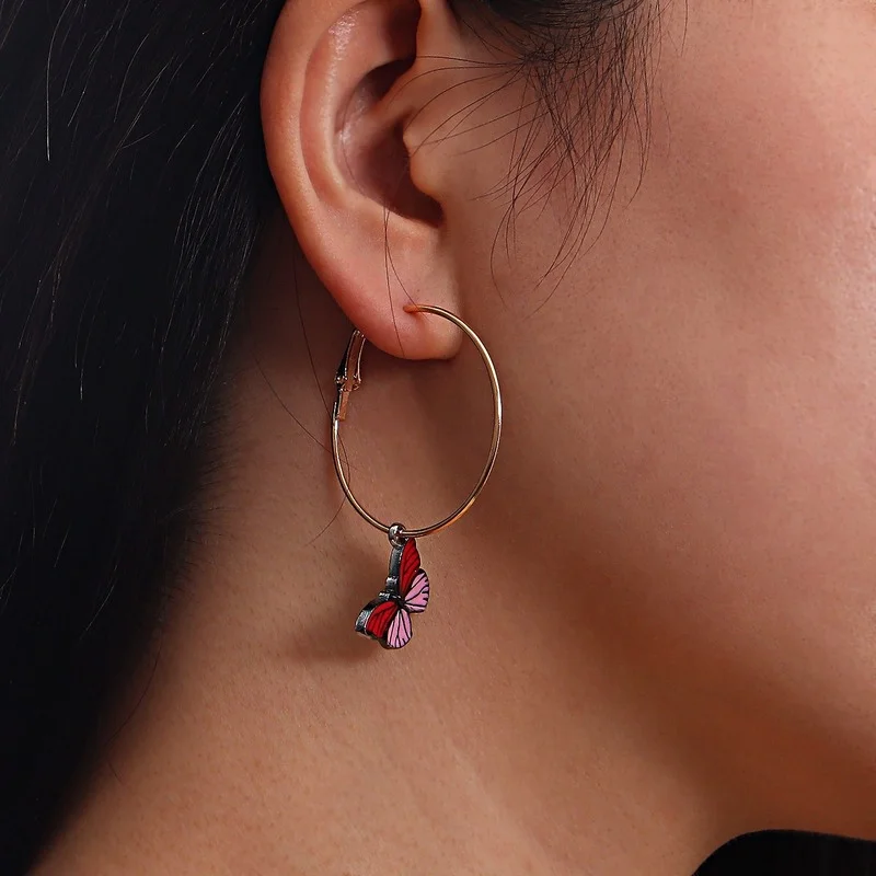 

Женские серьги-бабочки в полоску, женские модные простые серьги-подвески, праздничные изысканные европейские серьги из цинкового сплава