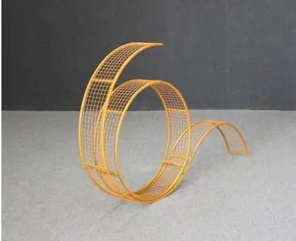 

New tie art wedding props T stage road leading wedding decoration flower arranging device creative grid ring ornament Pendant