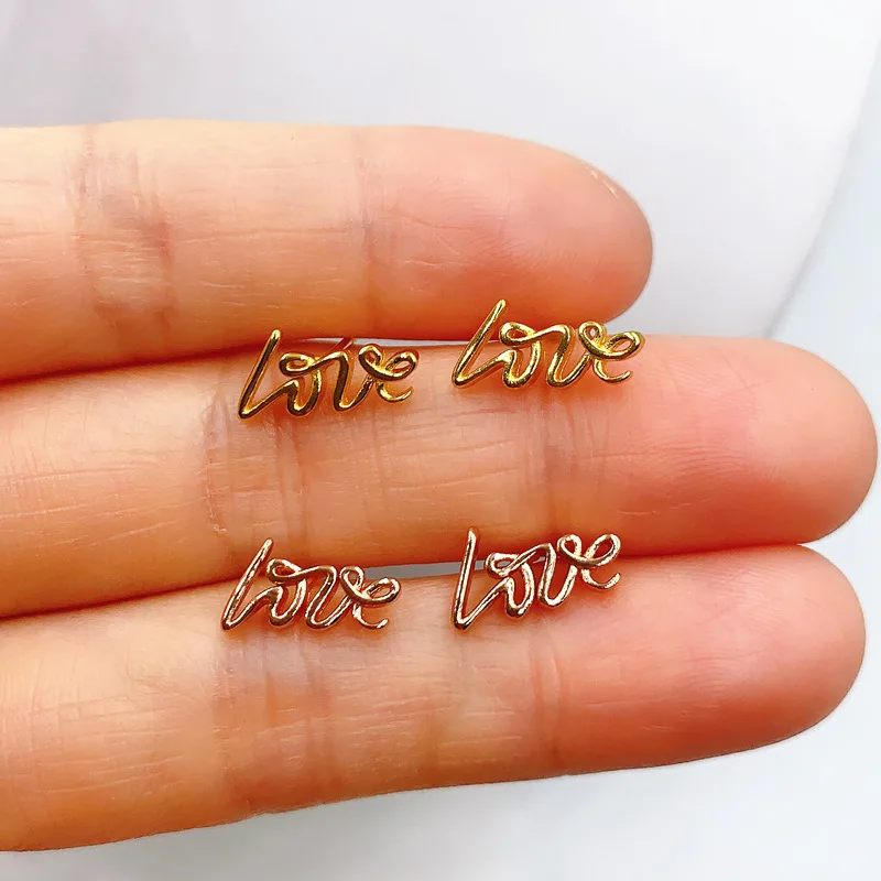

1: 1 925 Sterling Silver LOVE Font Exclusive Sale Earring Women Logo Original FineWorkmanshipJewelry Valentines Gift