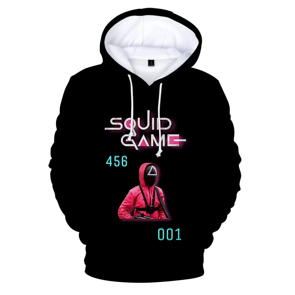 

New Black Hooded Hot 3D Squid Game Hoodies Men Sweatshirt Women Unisex Streetwear Hip Hop Boys Girls Hooded Casual Kids Pullover