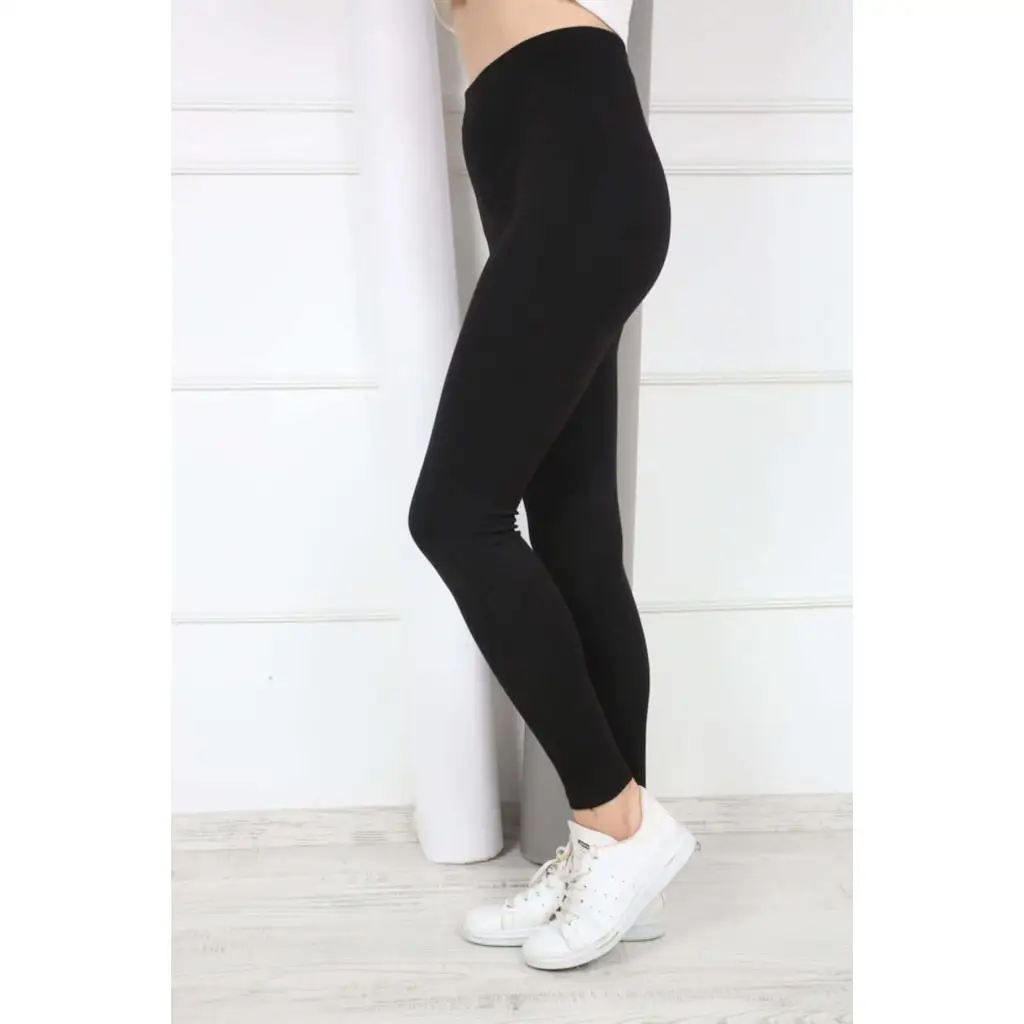 Women Black Steel Interlock Plain Tights 399
