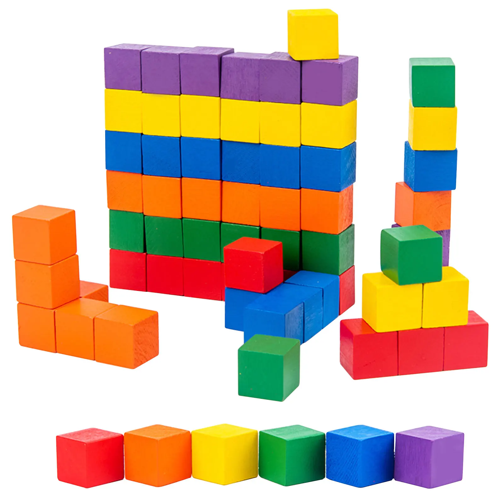 

Montessori Colorful Wooden Cubes Dice Blocks Kids Early Educational Shape Assembly Toys for Children Christmas Birthday Gifts