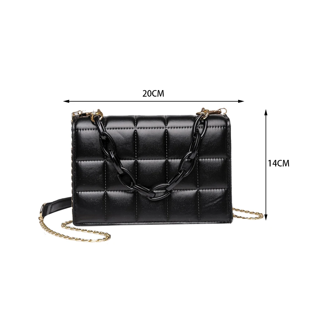 

Fashion Women PU Leather Checker Shoulder Crossbody Bag Ladies Vintage Chain Flap Messenger Bags Small Purse Ladies Handbag 2021