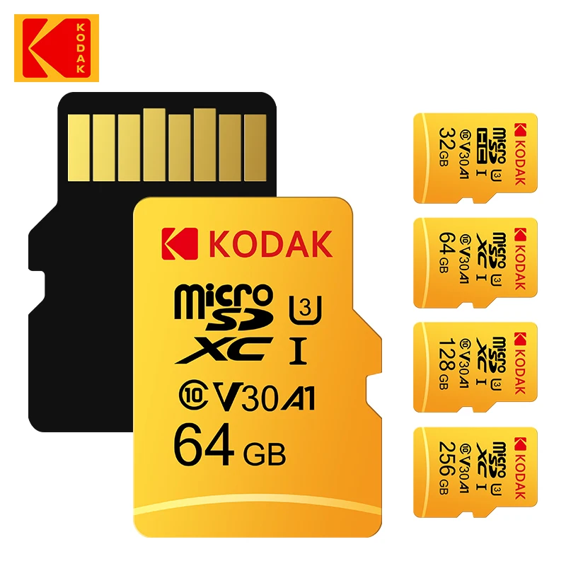 Карта памяти Kodak Micro SD 128 ГБ класс 10 карта 64 Гб Microsd флеш-накопитель 256 32 V30 U3 для