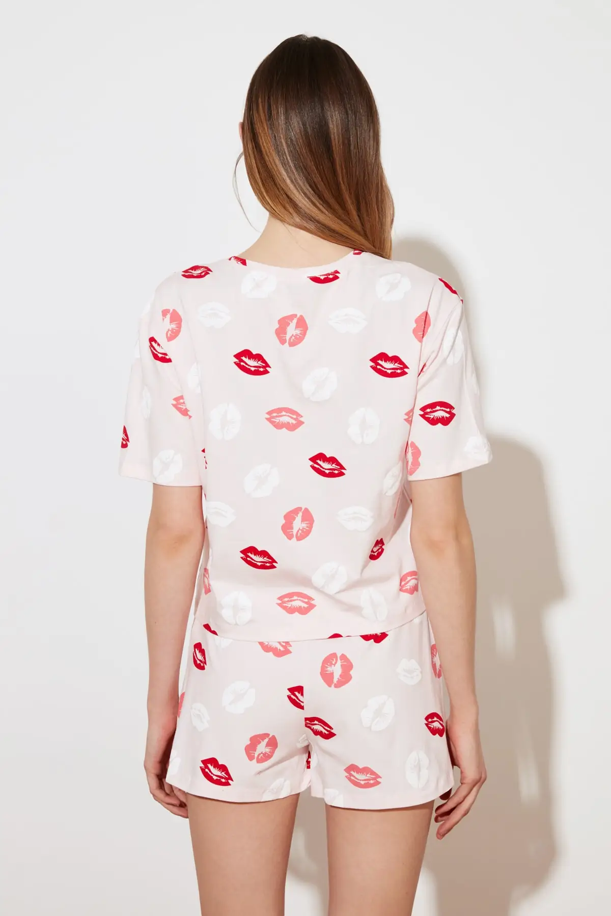 

Heart Pattern Knitted Pajamas Set