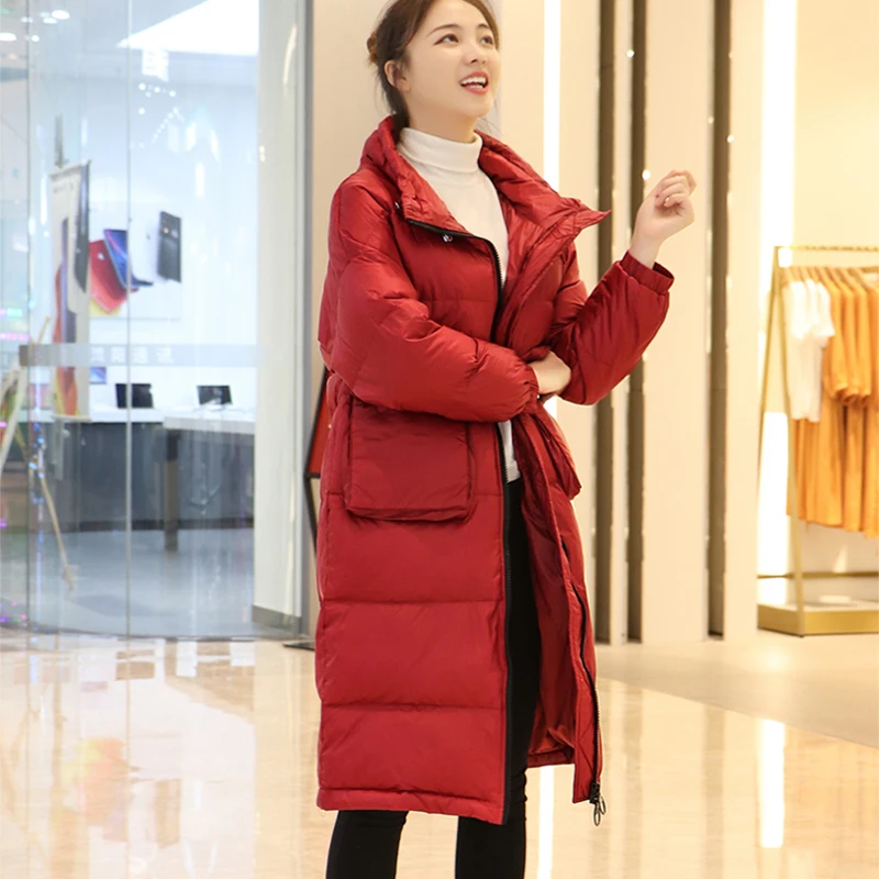 Зимнее пальто для женщин Корейская куртка большого размера на белом утином пуху