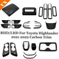 rhd lhd for toyota highlander kluger gxl 2022 2023 carbon trim car gear armrest window lift steering wheel water cup air outlet