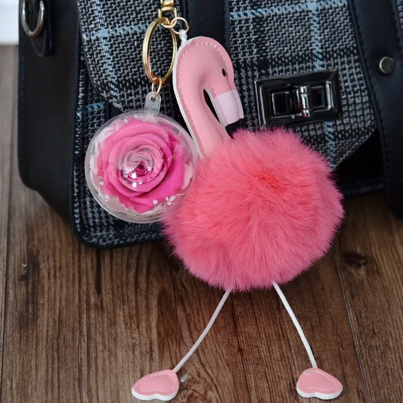 

Dry Flower Preserved Fresh Rose In Glass Sleeping Baby Reborn Keychain Handmade Pendant Christmas Gifts Souvenir Valentine's Day