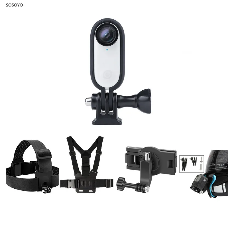 

Protective Frame Shell Mount 1/4 Adapter Border Chest Strap Backpack Clip Headband Helmet Stand Set For Insta360 Go2 Accessories