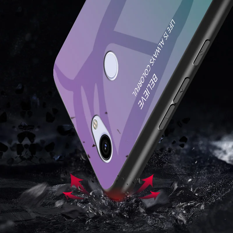 Для Google Pixel 2 3 XL чехол из цветного закаленного стекла с градиентом задняя крышка