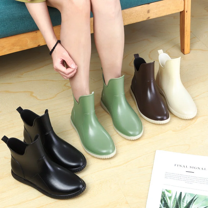 

Women's Adult Short Tube Fashion Water Rain Shoes Work Boots Rubber Womennew Waterproof Rain Ankle Boots