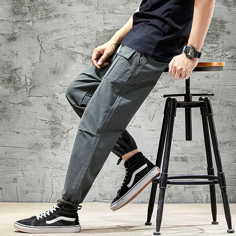 

Men's Sports Casual Small Feet Cargo Pants Loose Multi-Pocket Korean Trendy Harlan Trousers