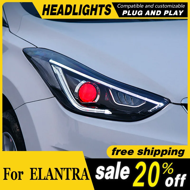 Автомобильный Стайлинг для Hyundai Elantra 2011 2016 фары светодиодный ные линзы с двойным