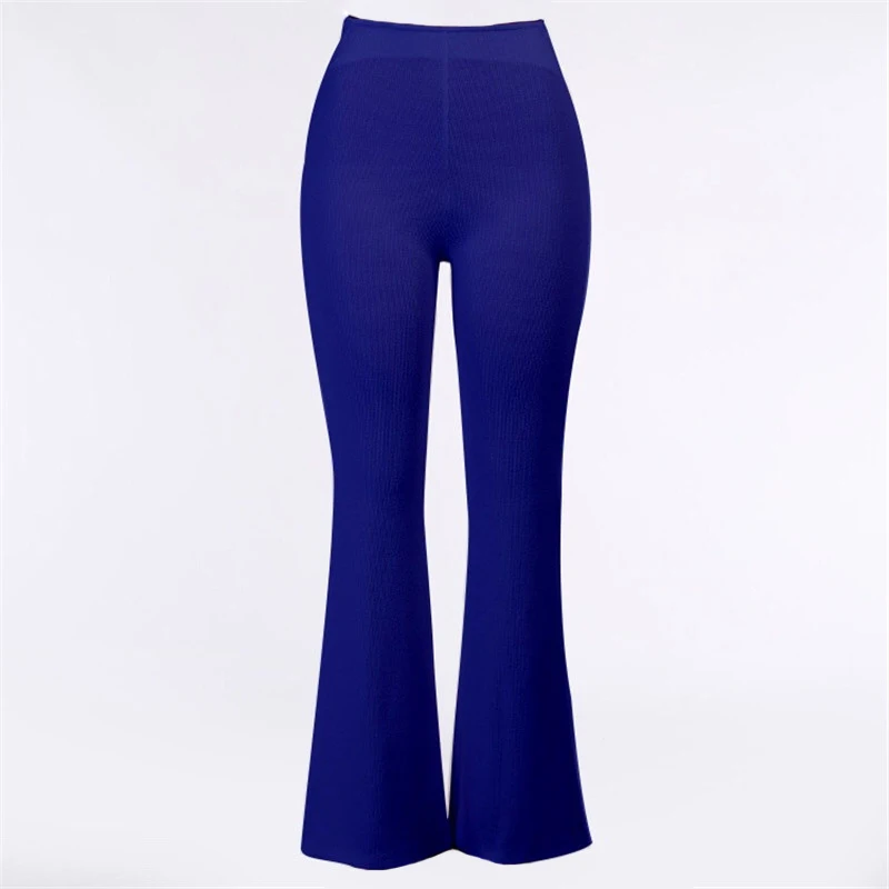 

Women's Pants Casual Office Lady High waist Cut-out Hollow out Elastic waist Long Flared Trousers Solid color Female Clothing