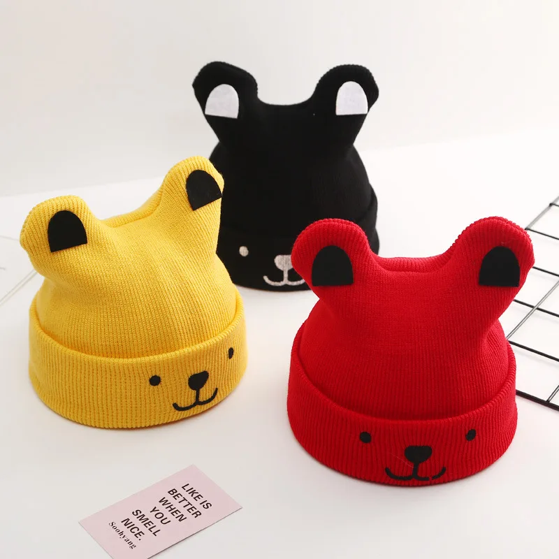 

New Baby 3D Cartoon Hat Spring Autumn Baby Hat for Boys Girls Knitted Cap Winter Warm Solid Color Children Outdoor Play Hats