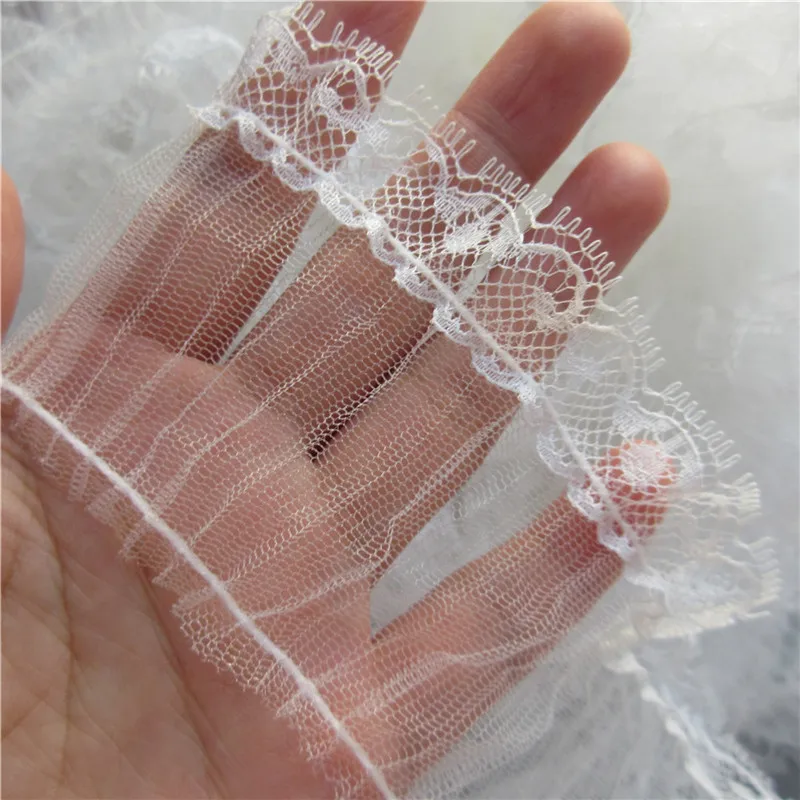 5 ярдов мягкая плиссированная вуаль сетка для ресниц кружева оборки лента ткань