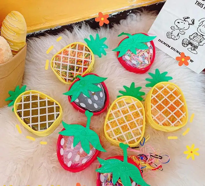 

5Bags/Lot DIY Simple Multi Pineapple Strawberry Rubber Band Elasticity Baby Disposable Hair Rings Styling Tool Accessory HA1677