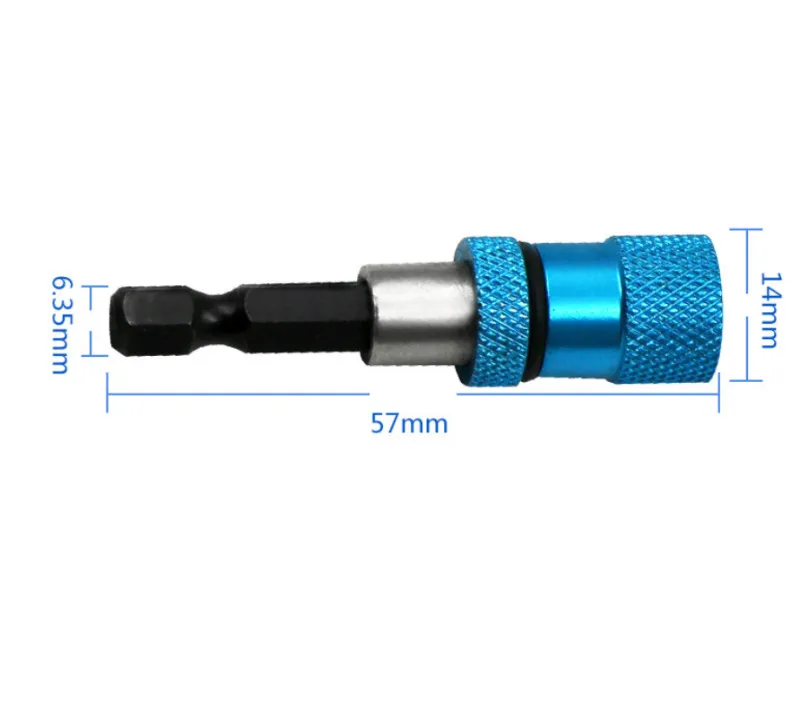 Blue 1Pc 1/4 электрический сверло с шестигранным хвостовиком, магнитный держатель отвертки, держатель бит из нержавеющей стали, ограничитель магнетизма, РЕГУЛИРУЕМЫЙ УДЛИНИТЕЛЬ синего цвета - Цвет: Blue 1Pc