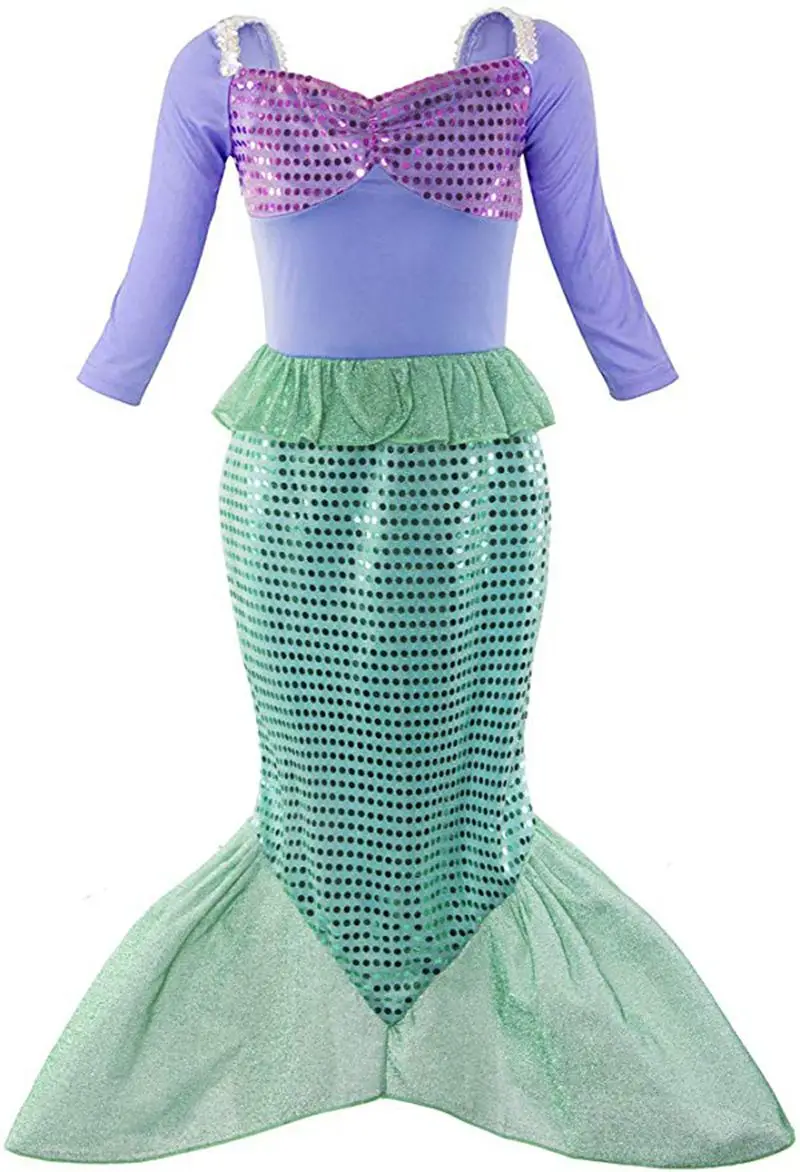 new little kids girl mermaid costume sequins party dress halloween purim christmas dress up free global shipping