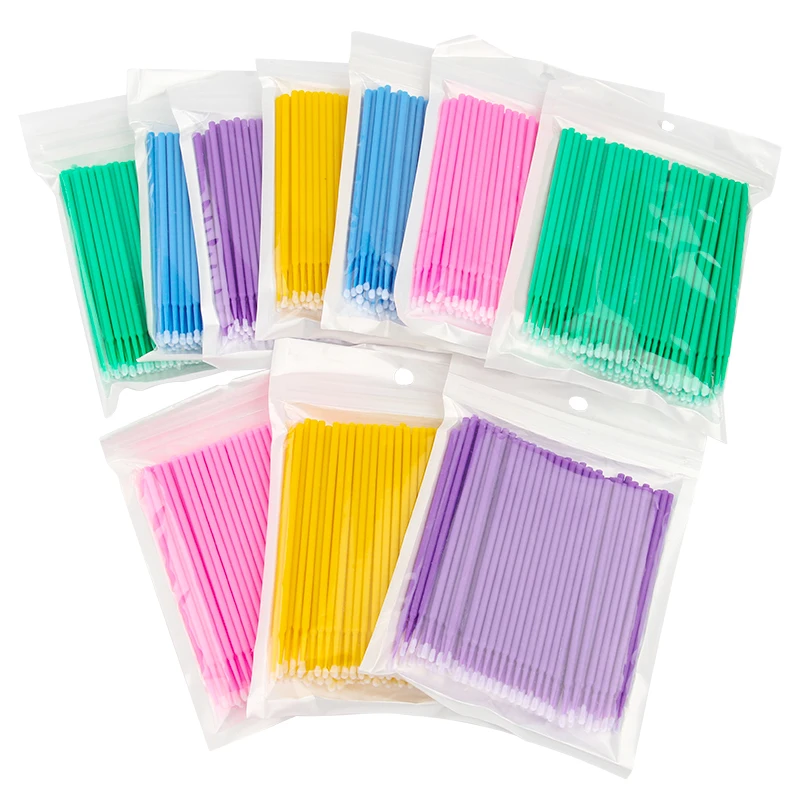 100PCS Disposable Cotton Swab  Eyelash Brushes Individual Eyelashes Microbrush Lash Removing Lash Extension Accessories