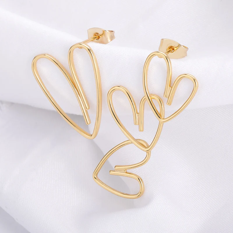 

Asymmetric Love Earrings For Women Teen Girls Geometric Golden Stainless Steel Earrings Party Wedding Women Jewelry 2021 Trend