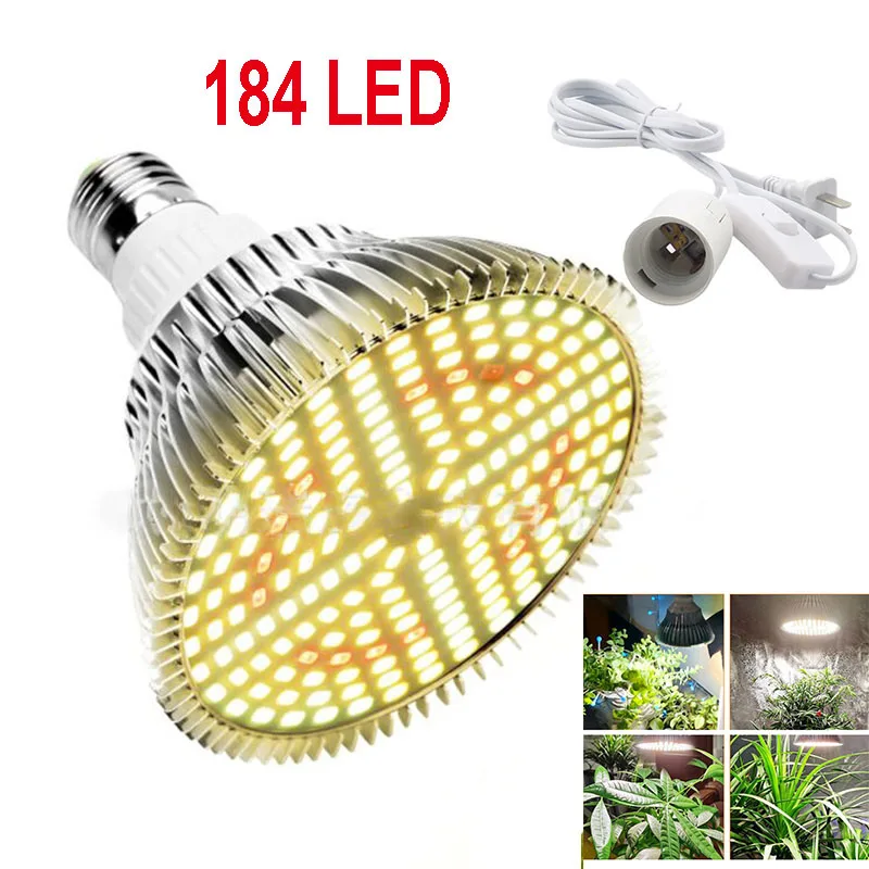 

184 LED Full Spectrum Plant Grow Light Fower Veg Growing Kit Grow Box Tent Bulbs Indoor Phytolamp Greenhouse Red Yellow U27