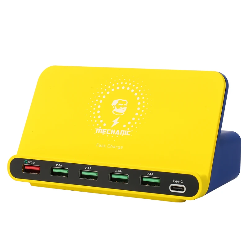 

MECHANIC Smart QC3.0 Wireless Quick Charger 6 Port USB Charging Dock With TYPE-C Fast Charger For iPhone Samsung iPad etc