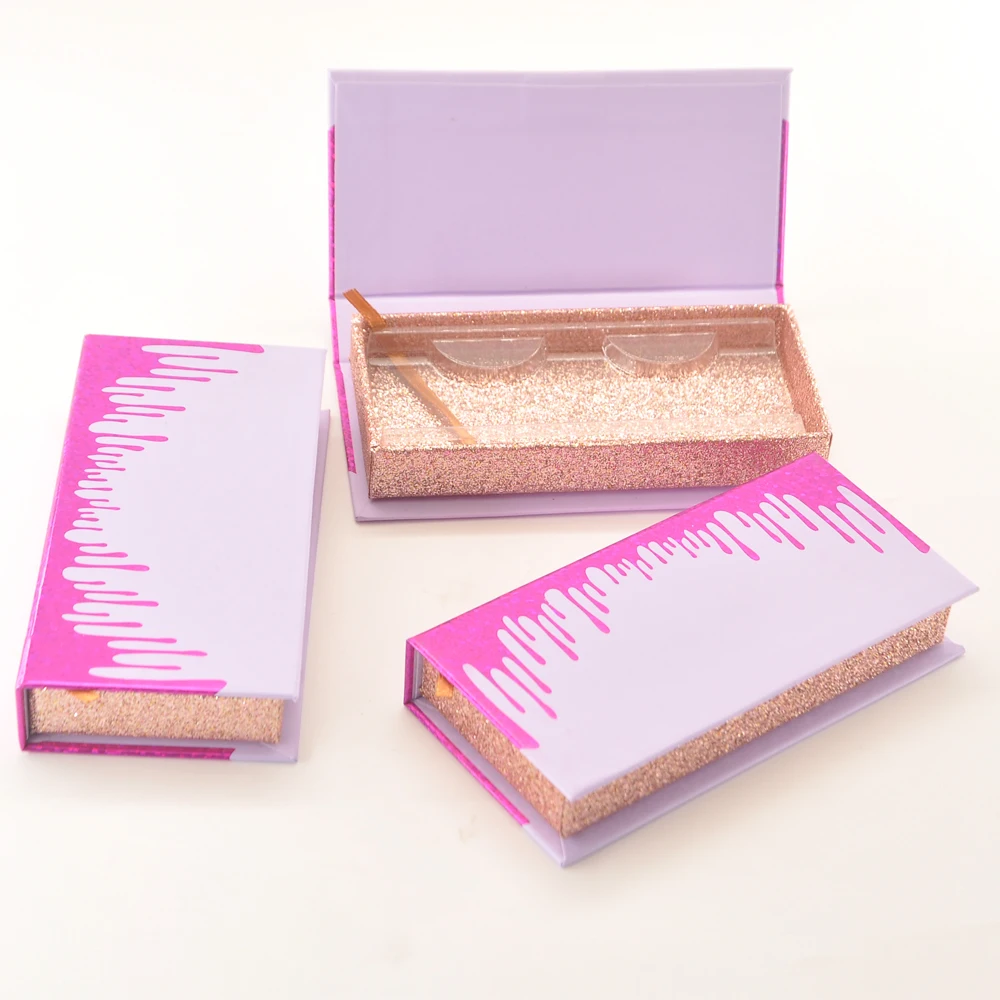 

10/lot Wholesale eyelash packaging box lash boxes package custom magnetic white purple 25mm mink lashes makeup case bulk vendors