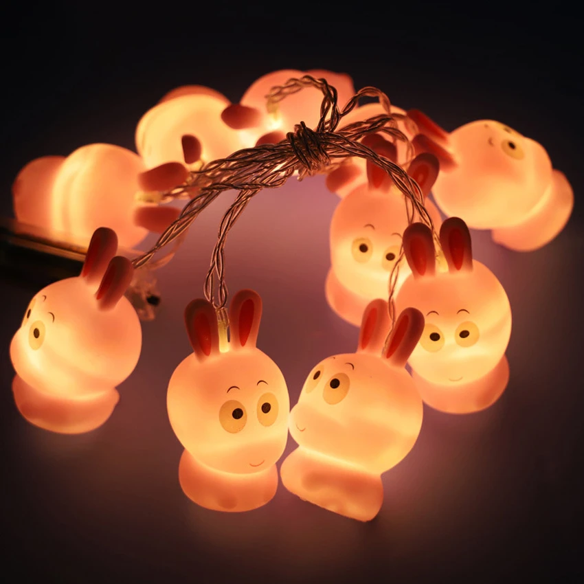 

Qianxiaozhen Easter Smiley Rabbit Light String LED Battery Box Easter Decorations For Home Easter Party Decoration