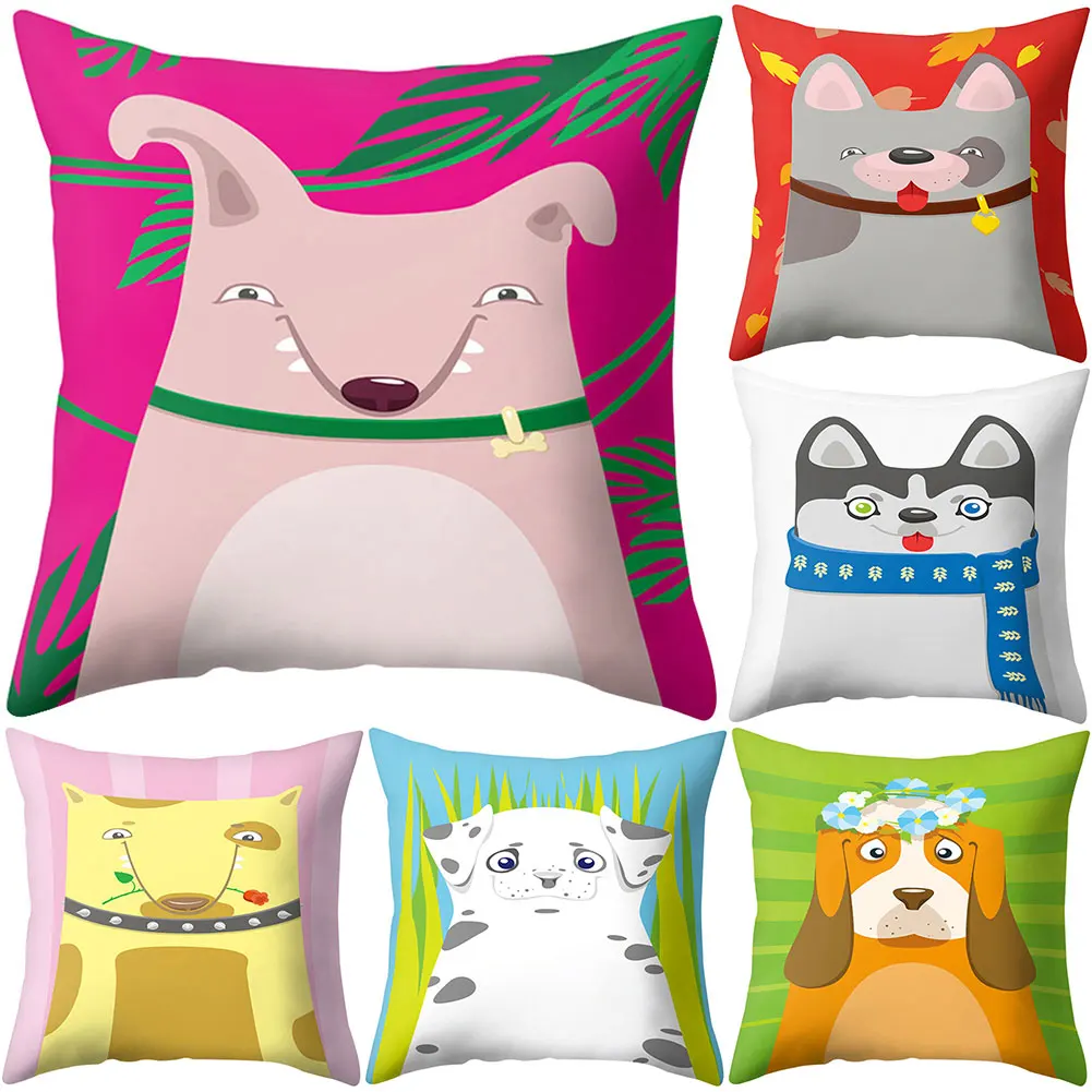 Pillowcase Cushion Cover 45*45 Animal Dog Bear Print Sofa Decorative Cushions Pillow Cases Polyester Home Decor Covers | Дом и сад
