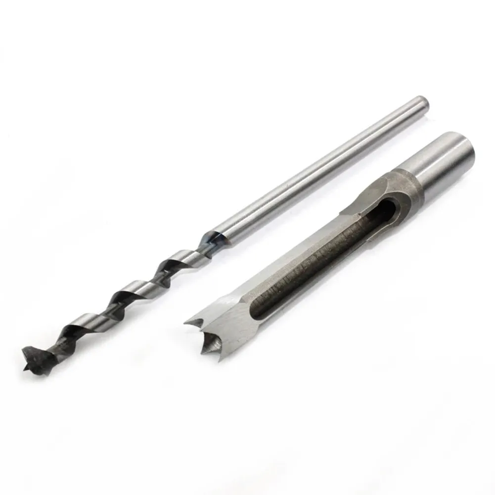 

6pcs HSS Square Hole Saws Auger Drill Bit Set Mortise Chisel Woodworking Tools