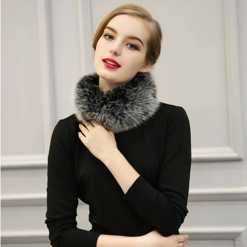 Зимний Теплый женский шарф из искусственного меха шаль пушистый для шеи мягкий 10