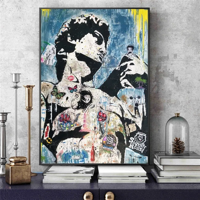 

Abstract Graffiti Canvas Prints David Sculpture Street Art Picture On Wall Decor Statue Cartoon Poster Painting For Living Room